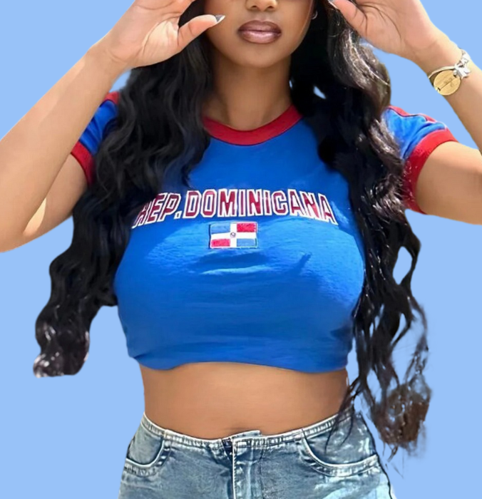 Rep. Dominicana Jersey Top, Tight Fitting, y2k, Vintage Summer Top