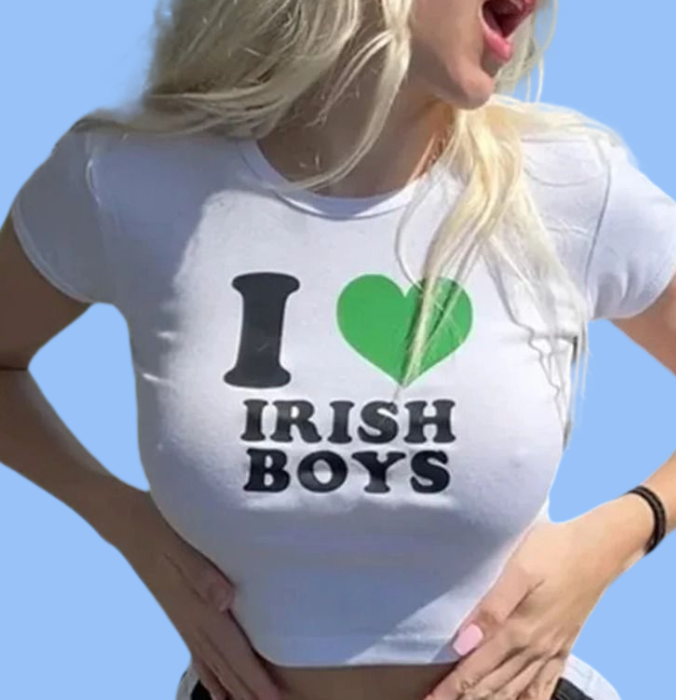I Love Irish Boys Baby Tee, Y2k Clothes, Summer Top