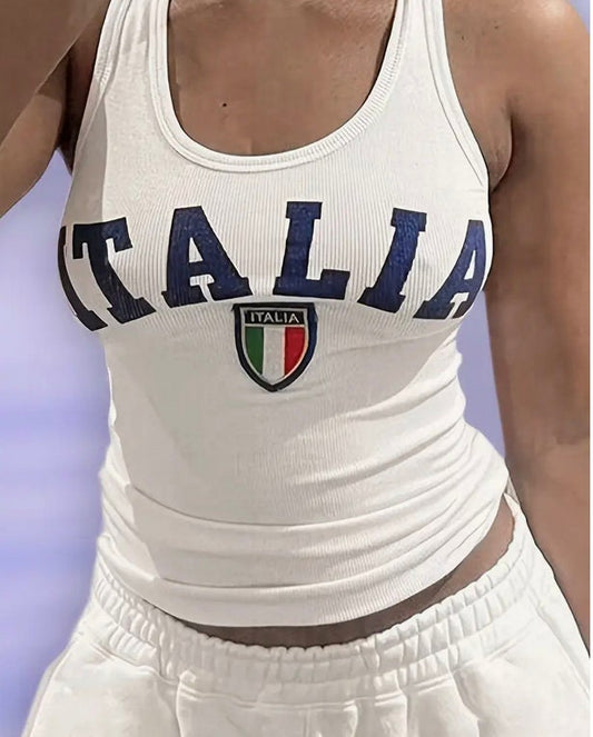 Italy Italia Tank Top Jersey, Y2K Summer Top