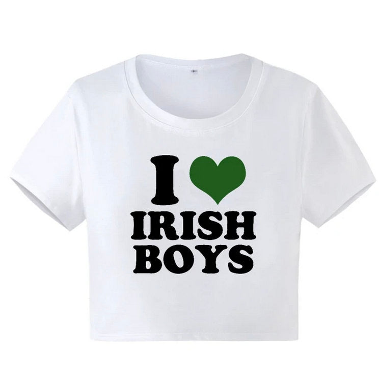 I Love Irish Boys Baby Tee, Y2k Clothes, Summer Top