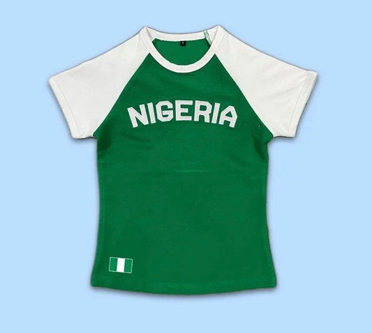 Nigeria Jersey Top, Tight Fitting, y2k, Vintage Summer Top