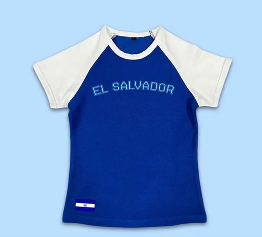 El Salvador Jersey Top, Tight Fitting, y2k, Vintage Summer Top