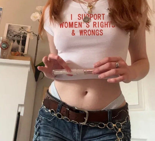 I Support Women's Rights & Wrongs Top, Y2K Top, 90s Tee