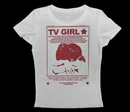 TV Girl Baby Tee, Y2k Clothes, Summer Top