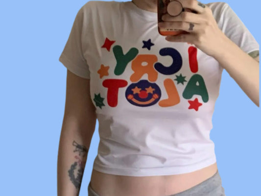 I Cry A lot Baby Tee, Y2k Clothes, Summer Top