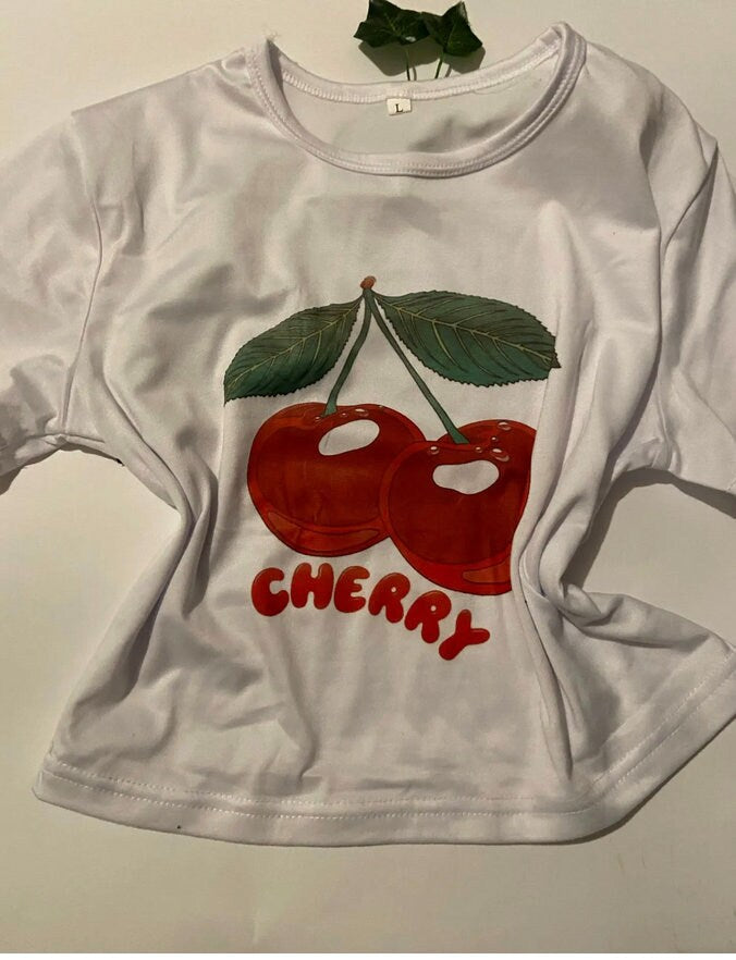 Cherries Baby Tee, Y2k Clothes, Summer Top