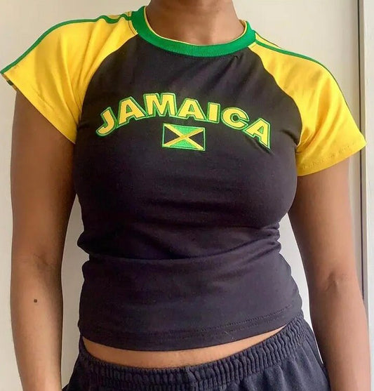 Jamaica Jersey Top, Tight Fitting, y2k, Vintage Summer Top