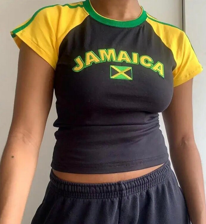 Jamaica Jersey Top, Tight Fitting, y2k, Vintage Summer Top